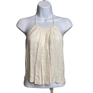 Ramy Brook Womens Ivory Open Back Halter Top Size M/L Ethereal Flowy Euro Summer